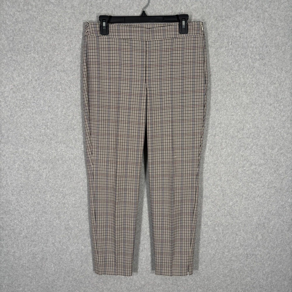 Talbots Charham Ankle Pants 8P Cream Black Check Pixie Career Academia Neutral